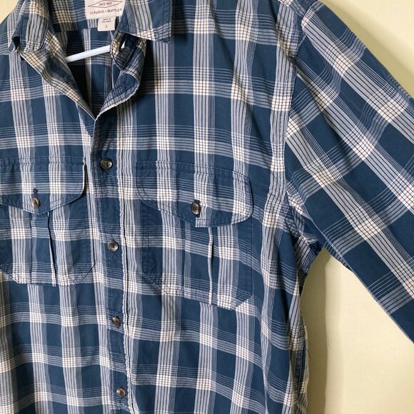 Filson Mens Small Blue Plaid Button-Up Long-Sleeve Shirt - Picture 6 of 10